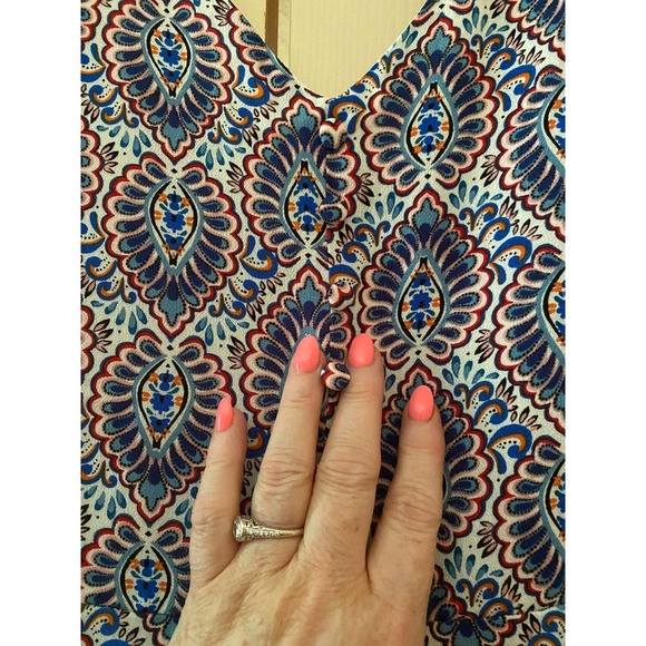 Midi Dress with Keyhole Back Large 12/14 Blue Damask Print NWT - Picture 3 of 10